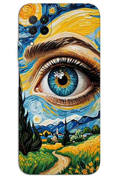 MRCİLETİSİM غطاء خلفي مطبوع بنمط HD لهاتف Huawei P40 Lite - Art Eye