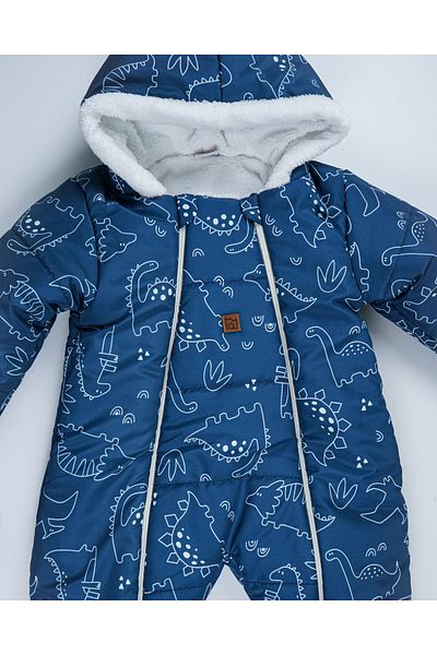 Baby Minty Dinosaur Patterned Baby Astronaut Jumpsuit