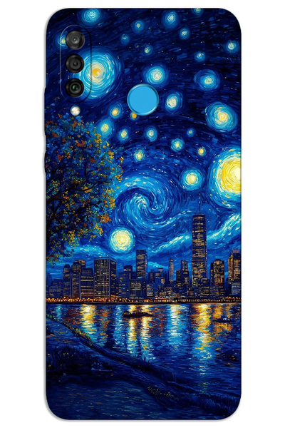 MRCİLETİSİM غطاء خلفي مطبوع بنمط HD لهاتف Huawei P30 Lite - Art Sahil