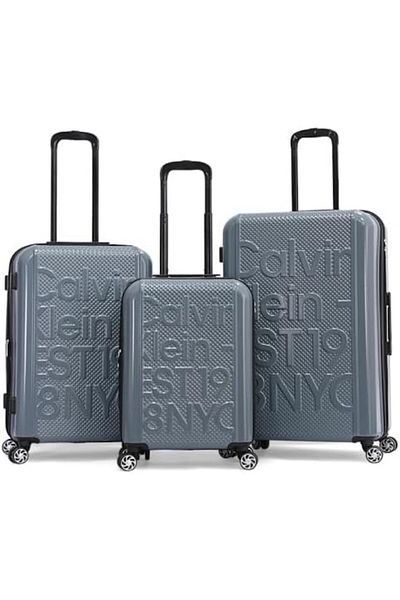 Calvin Klein EST. in NYC Hard Luggage Lightweight Spinner Suitcase with TSA Lock (Stormy Weather, Se