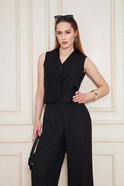 SheBoss Linen Vest Suit Black
