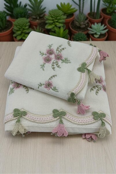 HAVLULAND ARLİVA KÜPELİ ANALI KIZLI HAVLU TAKIMI 50X90 CM & 30X50 CM