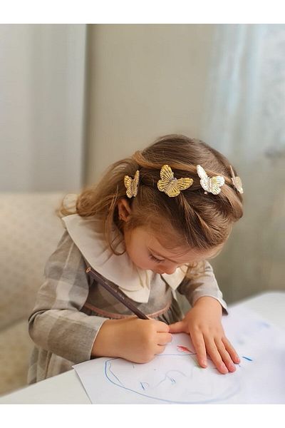 COLORFULLCLİPS Butterfly Girl's and Women's Hair Beads Gold