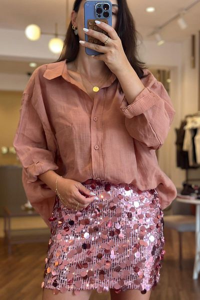 Unique Boutique Pink Sequin Mini Skirt