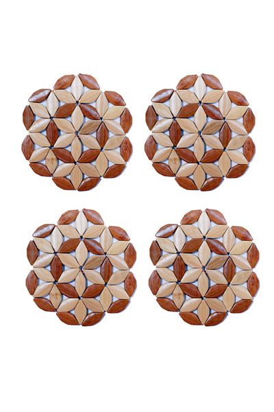 Bisbell 4Pcs Wooden Coasters,Kitchen Mats,Table Mats,BB3034