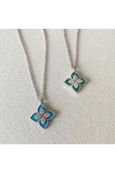 Necati Gün Clover Enamel Double Steel Necklace