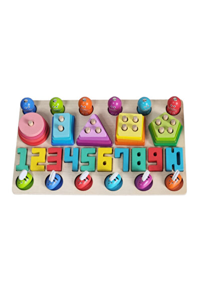 Toy Set educațional Montessori din lemn logaritmic - Multifuncțional 4 în 1