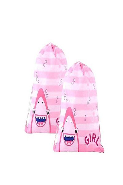 Generic 2PCS Pink Waterproof Drawstring Gym Bags – PE String Bags for Kids, Boys & Girls