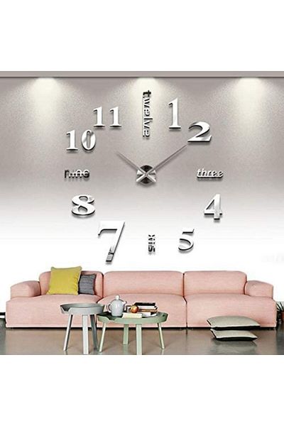 wayfair Timelike wall clock, metal/plastic, silver, 80 cm