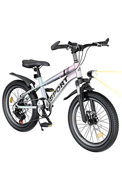 KidLe 18 Inch Mountain Bike for Kids, Dual Disc Brakes 7-Speed, with Adjustable Seat ,for Height 120-140cm