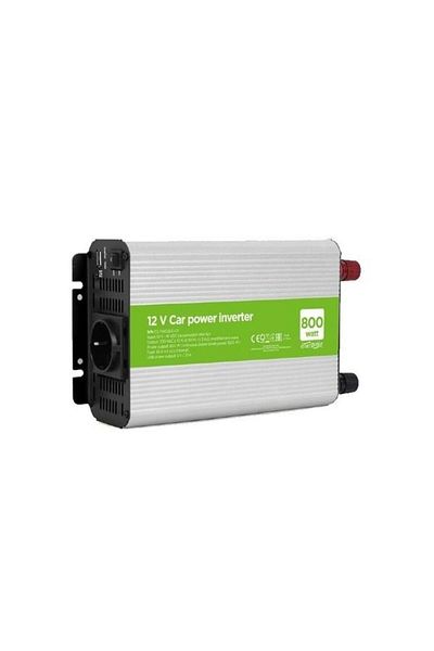 Energenie Invertor EG-PWC800-01, cu sinusoida simulata, Inverter auto, 800W, Schuko x 1, USB 5V 2.1A