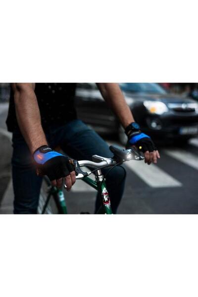 Pegas Cycling Gloves with LED Signal, Size L, Blue