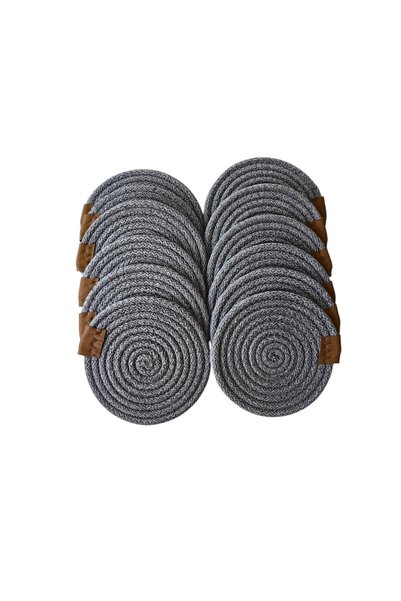 HHKARTS Jute Cup Mug Coaster Gray 13cm 12Pcs