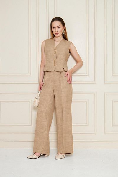 SheBoss Linen Vest Suit Mink