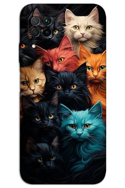MRCİLETİSİM غطاء خلفي مطبوع بنمط HD لهاتف Huawei P40 Lite - قطط ملونة