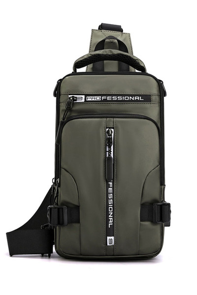 OEM Crossbody bag , shoulder or hand bag, Nylon, 30x18x10 cm, ArmyGreen