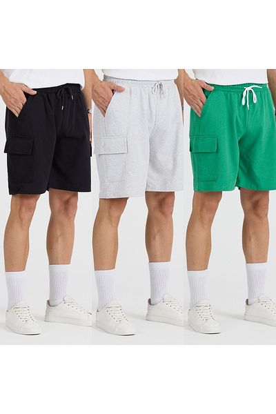 pandy Unisex 3-Piece Cargo Pocket Fit Shorts