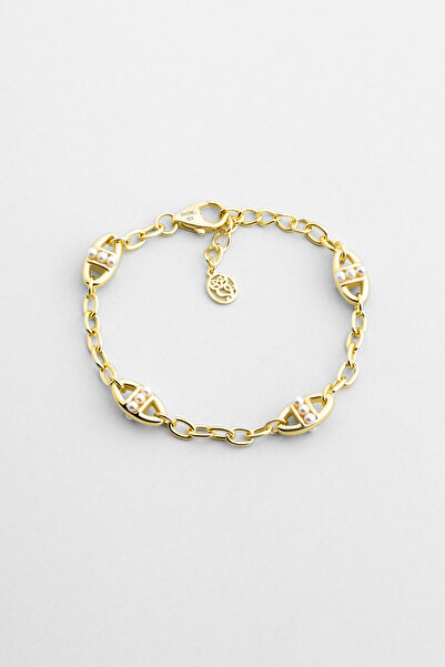 So CHIC... Audrey 18 Ayar Sarı Altın Kaplama 19 Cm Gümüş Zincir Bileklik