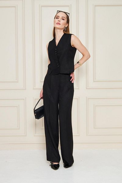 SheBoss Linen Vest Suit Black