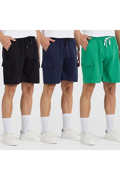 pandy Unisex 3-Piece Cargo Pocket Fit Shorts