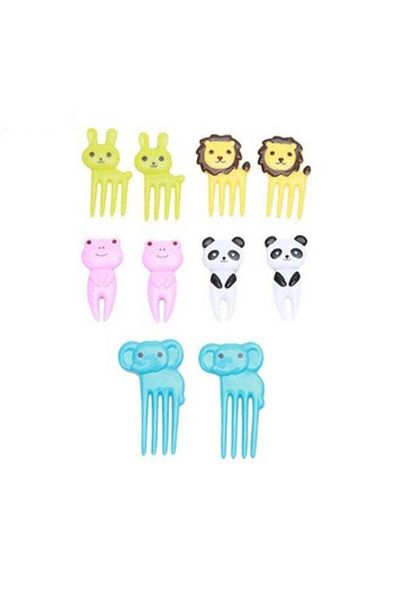 Generic 10-Piece Mini Cartoon Animal Fruit Forks Set