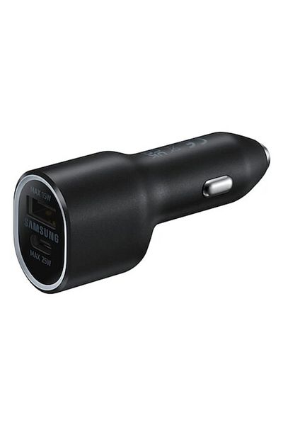 Samsung Car Charger with 1 USB Port and 1 Type-C Port, Fast Charging 25W, Black