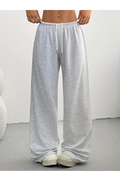 LOSSİA Women's Gray Baggy Plus Size Loose Cut Quality Stretchy Comfortable Fabric Sweatpantsiııııı Dfghdfhyus