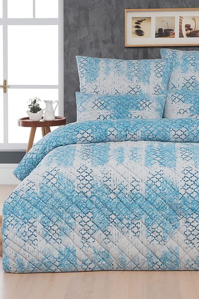 Mislina Home Mykonos Single Quilted Filled Pique 4 Seasons Baklava Dsn | Pillow Case Gift |   160X230Cm