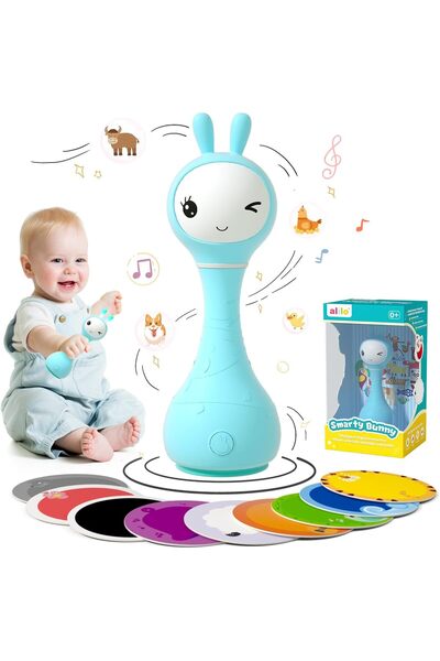 Alilo – Smarty Shake & Tell Rattle, R1 - Smarty Blue | Music, Stories, & Color Learning for Babies