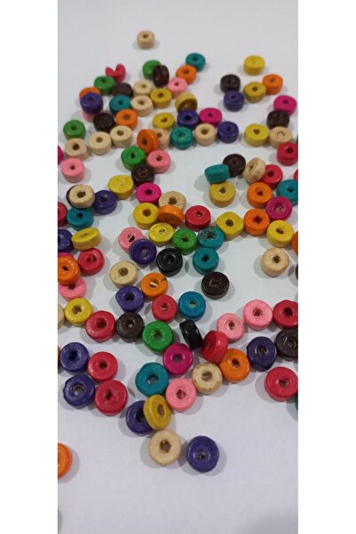 emilysamy خرز خشبي مسطح ملون 25 جرام. 8 ملم