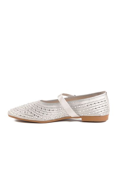 AYAKMOD Silver Stone Textile Women's Ballerinas 038 Z