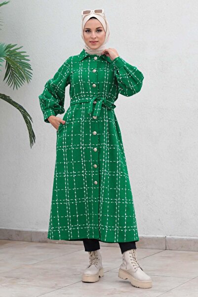 Missvalle Buttoned Cashmere Coat Green 19600