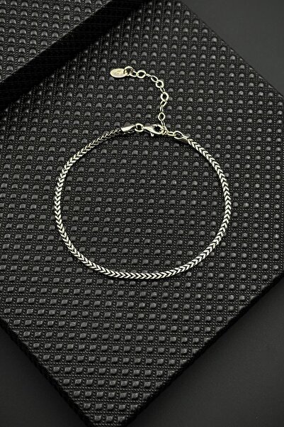 FRNCH 925 Ayar Gümüş İtalyan Model Gümüş Renk Erkek Bileklik FRJ12619-3619-A