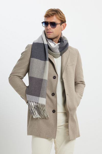 ALTINYILDIZ CLASSICS Men's Mink Wool Warm Standard Fit Regular Cut Mono Collar Side Pocket Coat