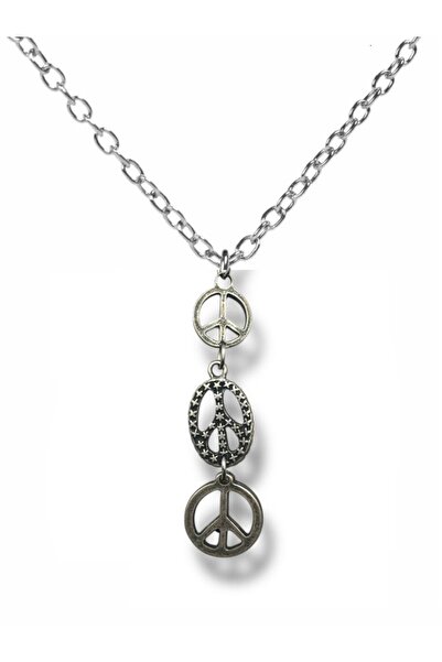 Herşey Nota Triple Peace Symbol Unisex Necklace – Meaningful Jewelry with 60c...