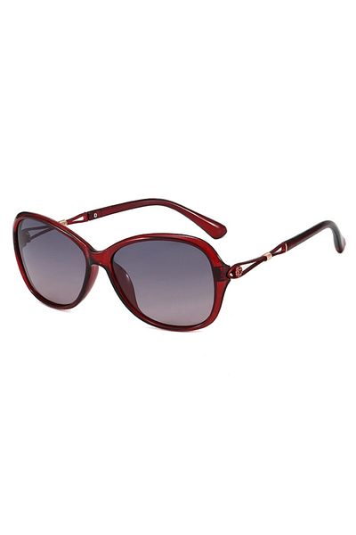 GERICOM Ochelari de soare pentru femei, polarizati, plastic, oval supradimensionat, Rosu