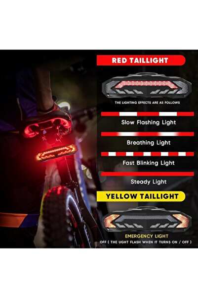 Generic Gywjioy Smart Bike Tail Light with Turn Signals and Brake Light, Automatic Safety Warning Bike Brake