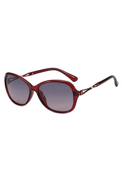 GERICOM Ochelari de soare pentru femei, polarizati, plastic, oval supradimensionat, Rosu