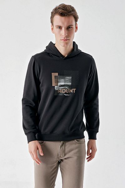 Morven Men's Black Trend Hooded Sweat-Shirt
