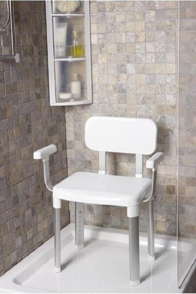 HALL BREATHE Beyaz Sırt ve Kol Destekli Konforlu Banyo Sandalyesi