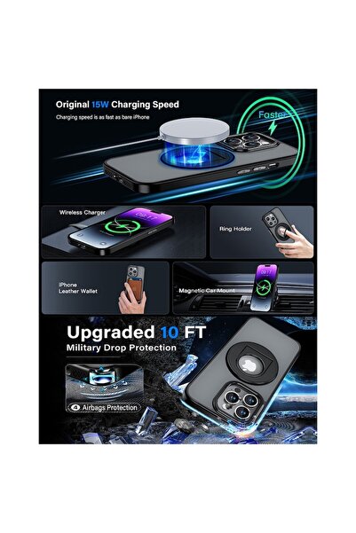 OEM Husă de protecție pentru iPhone 15 Plus, UltraX, seria MagSafe Ghost Holder, G486, metalică, albastru mat