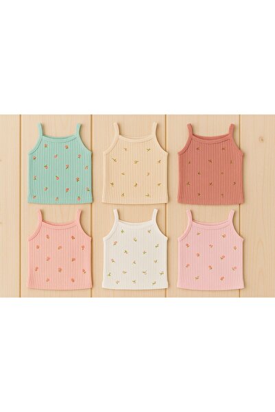 MAVİ QUMSAL Κοριτσίστικο σετ 6 τεμαχίων με λουράκια και ριμπ εσώρουχα από βαμ...