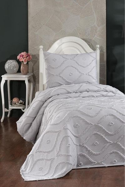 Çeyiz Diyarı Dowry Land Pirot 2 Piece Single Pique Set Gray