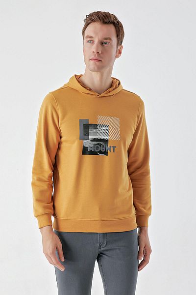 Morven Men's Mustard Yellow Trend Hooded Sweat-Shirt