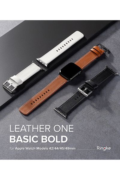 Ringke Leather One Basic Bold Apple Watch Band For Apple Watch 42 / 44 / 45mm / 49mm| Brown