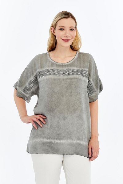 RMG Lace Detailed Plus Size Washable Blouse Smoked