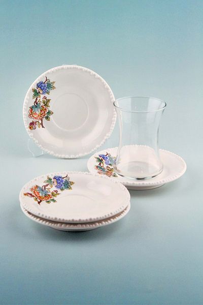 Bursa Porselen Dekor Pearl Series Flower Bouquet 4 Porcelain Tea Plate