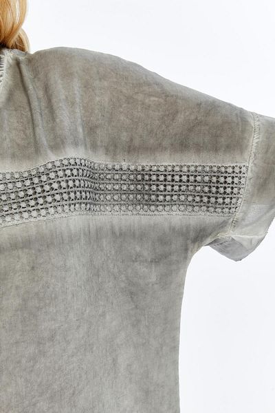 RMG Lace Detailed Plus Size Washable Blouse Smoked