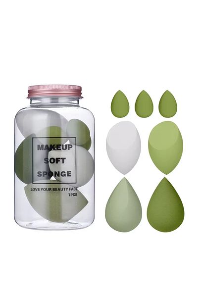 Choice3 C060-3 green 4pcs/setEgg-shaped Makeup Sponge, Non-powder-absorbing, Ultra-soft, Wet & Dry, Boxed