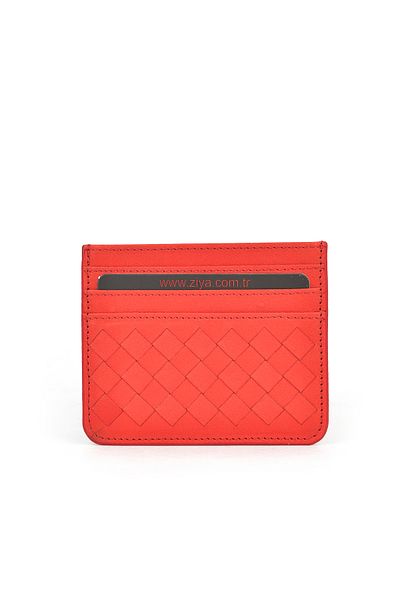 Ziya , Unisex Genuine Leather Card Holder 1539852Z06 Red